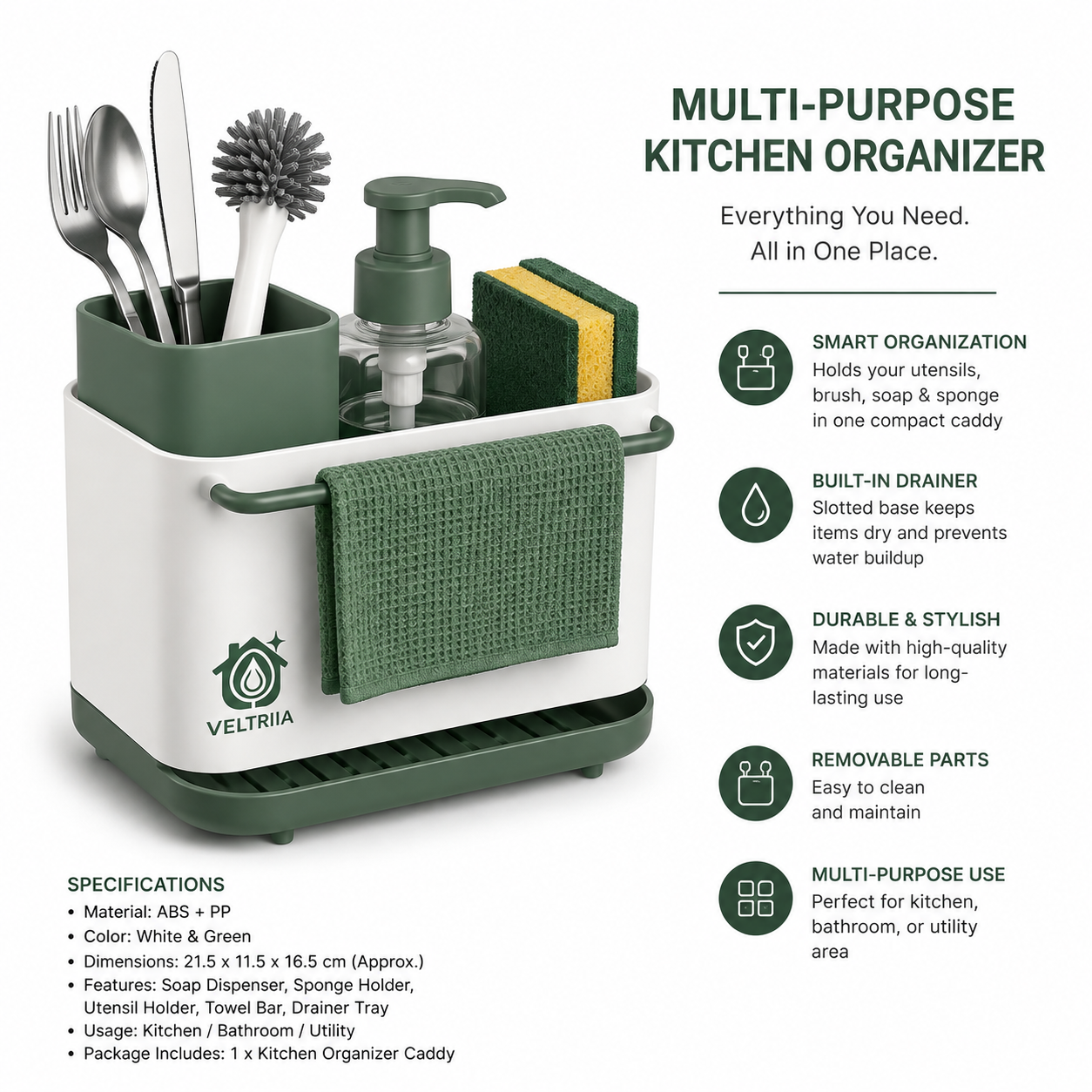 Veltriia Multi-Purpose Kitchen Organizer Caddy - Image 2